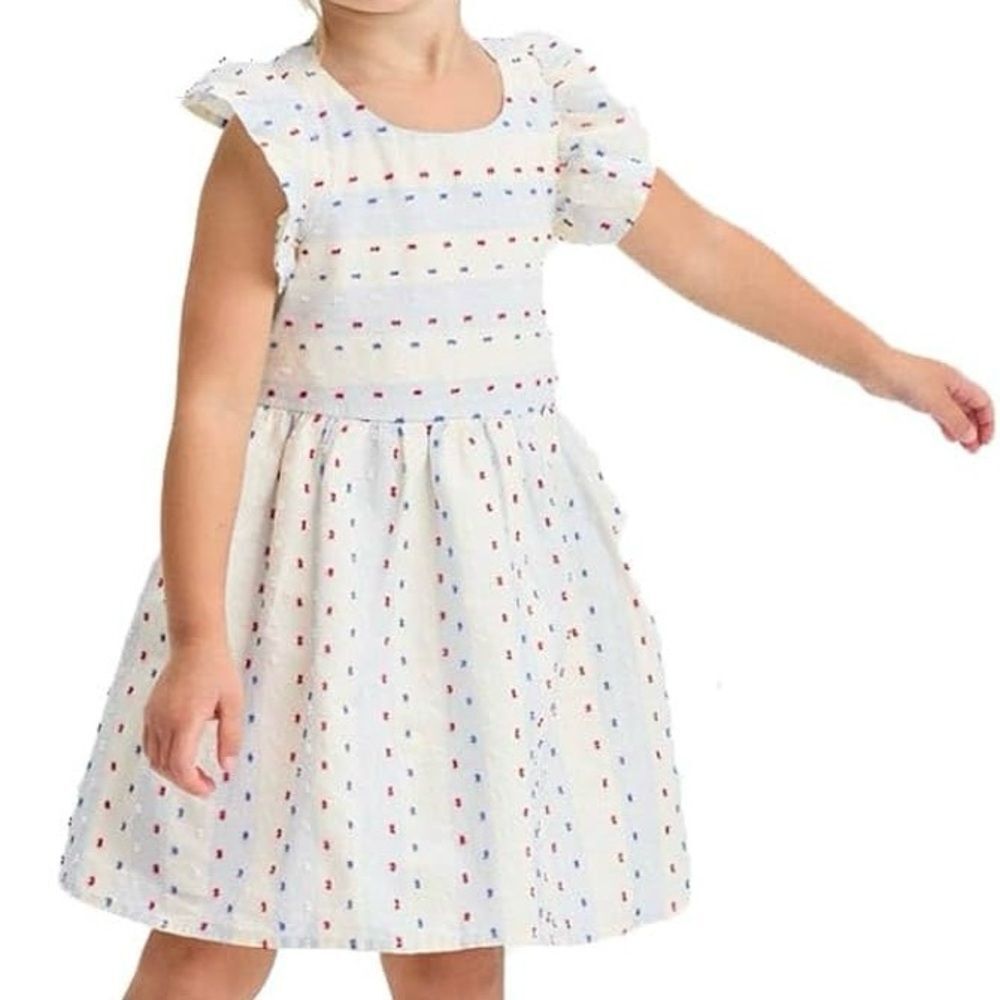 Cat & Jack Girls Short Sleeve Americana Cross Back Ruffle Dress. 18 Months.